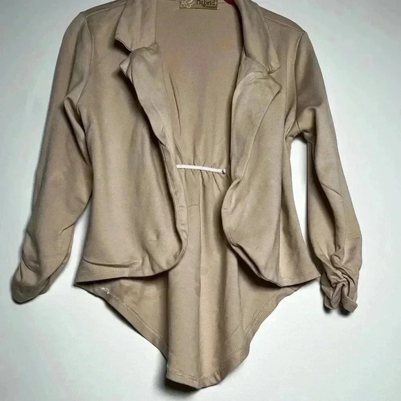 Hybrid & Company Ruched Sleeve Brown Blazer Hi Lo Size Small - Picture 3 of 10
